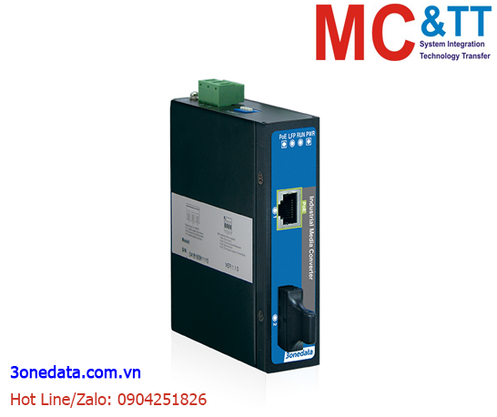 Bộ chuyển đổi quang điện công nghiệp 1 cổng PoE Ethernet + 1 cổng quang (2 sợi quang, Single Mode, SC, 20KM) 3Onedata IPMC101-F-S-SC-20KM-POE