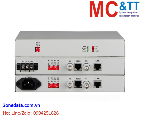 Bộ chuyển đổi E1 (75 ohm BNC + 120 ohm RJ45) sang Ethernet 3Onedata MODEL7211A