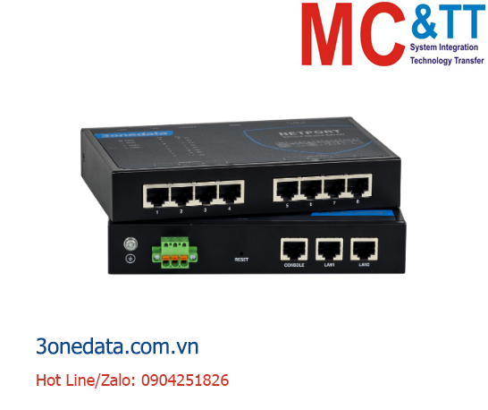 Bộ chuyển đổi 8 cổng RS-485 sang 2 cổng Ethernet 3Onedata NP5000-2T-8DI(RS-485)-TB-P(12-48VDC)
